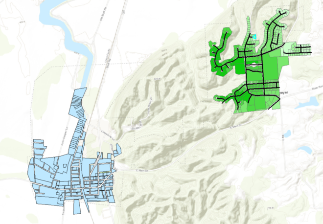 Image of the taxlots for the two towns of Valmeyer